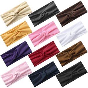 Womens Stretchy Sport Headbands Sweat Wicking Yoga Workout Twist Knotted 12 Pack